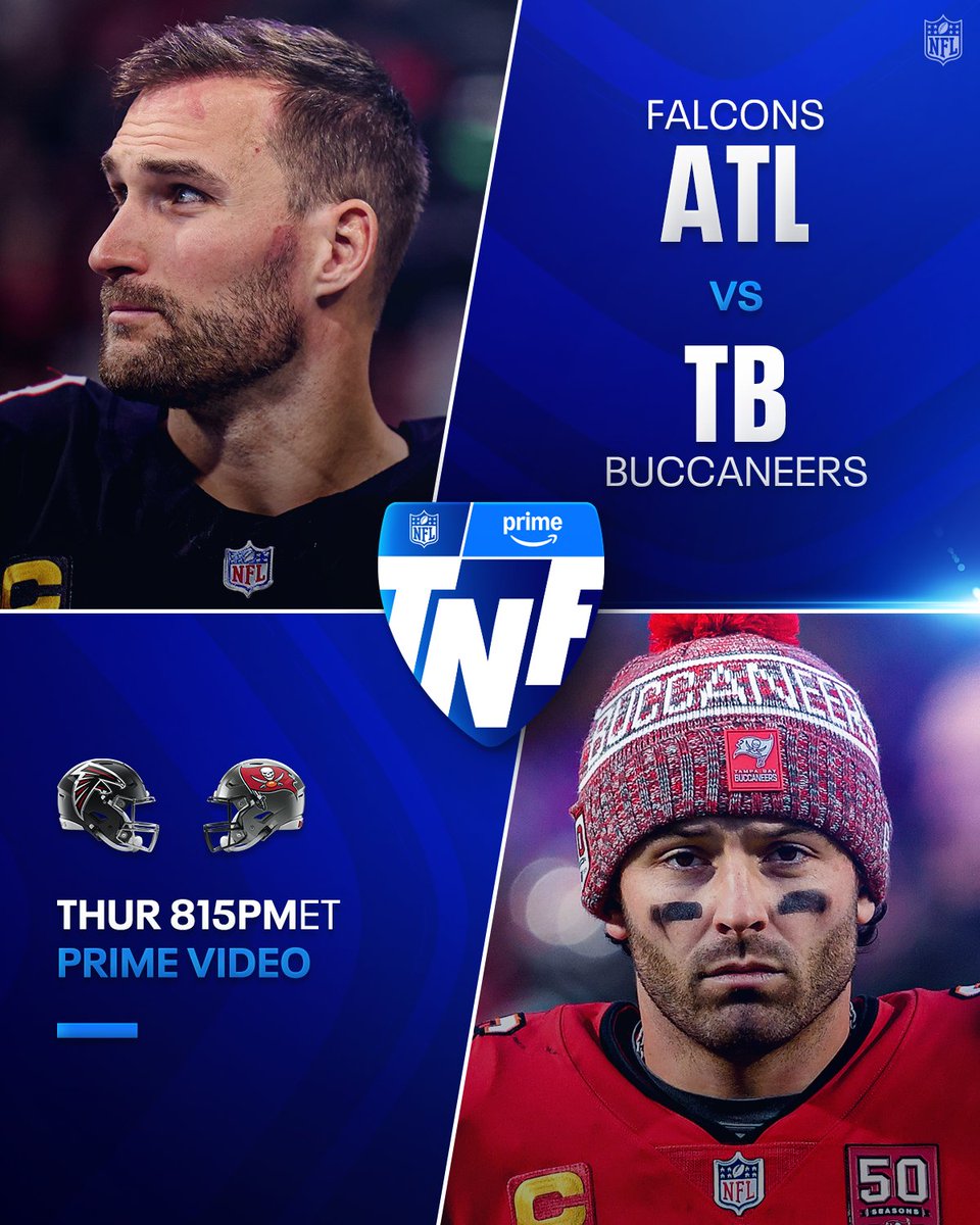 Prime time pressure for the NFC South 😏

ATLvsTB– Thursday 8:15pm ET on Prime Video
Also streaming on @NFLPlus 