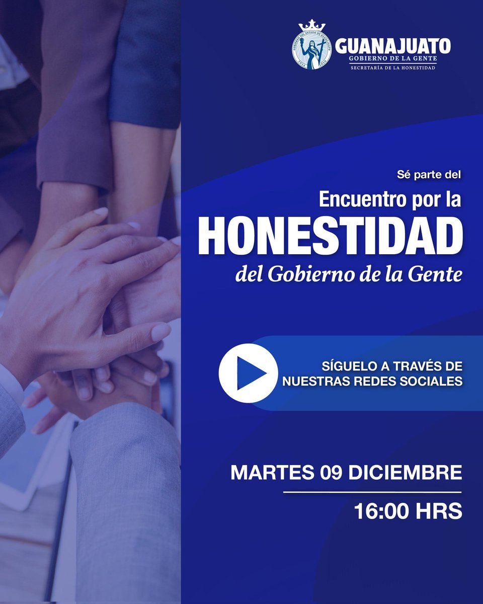 ¡Súmate al #EncuentroPorLaHonestidad. Acompáñanos en la transmisión a través de nuestras redes sociales y sé parte de este momento! 

¡No te lo pierdas! 
🗓️ Hoy 09 de diciembre 
⏰16:00 hrs