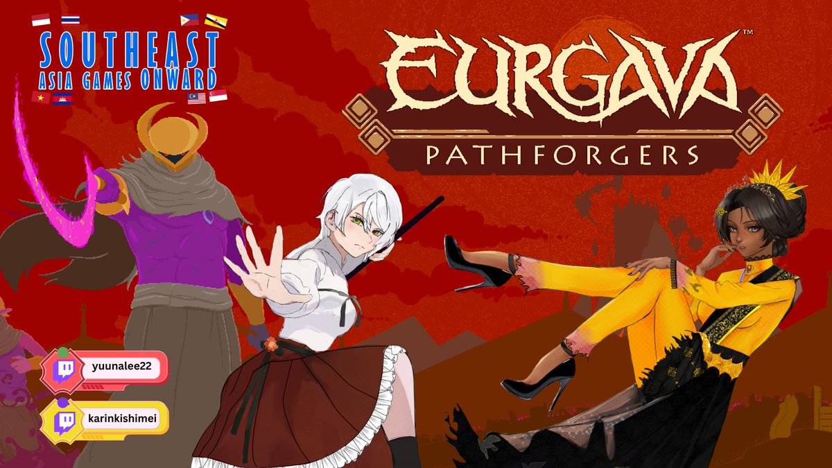 Let's exorcise the Naga cult,
<a href="/KarinKishime1/">Karin Kishimei 🐦‍⬛ ExCo</a>
! Come and watch us demolish every foes (not that Foe) we meet in Eurgava Pathforgers, made by
<a href="/eurgavaSTORY/">EURGAVA | Wishlist "EURGAVA - Pathforgers" now!</a>

10th December 2025
3.30 p.m. (GMT +8)

#SEAGO2025
<a href="/SEAGamethetic/">South East Asia Game Aesthetic</a>
<a href="/VirtualSEAsia/">Virtual SEAsia</a>
<a href="/PlayPrimeShow/">PlayPrime</a>