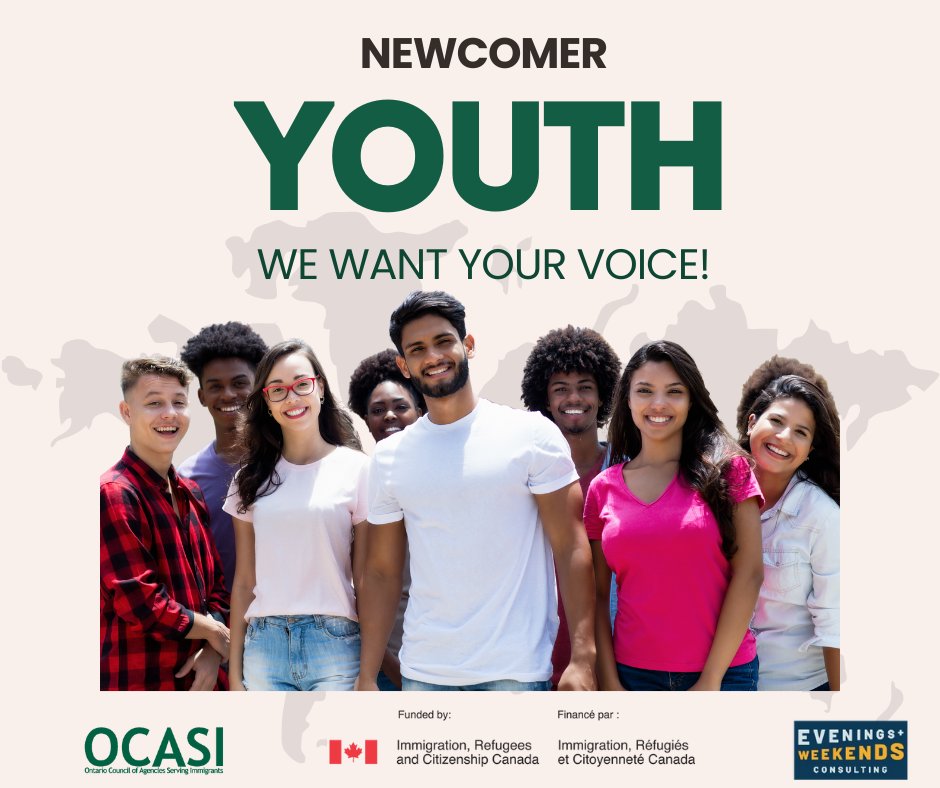 Settlement_Org's tweet photo. We’re improving our online training course to better support youth services, and we need your input. Whether you’re a youth who used newcomer services or a settlement worker, your feedback will help us make meaningful change. Take the survey now: https://t.co/NE2c0MjaTy https://t.co/lCMqEze3Bu