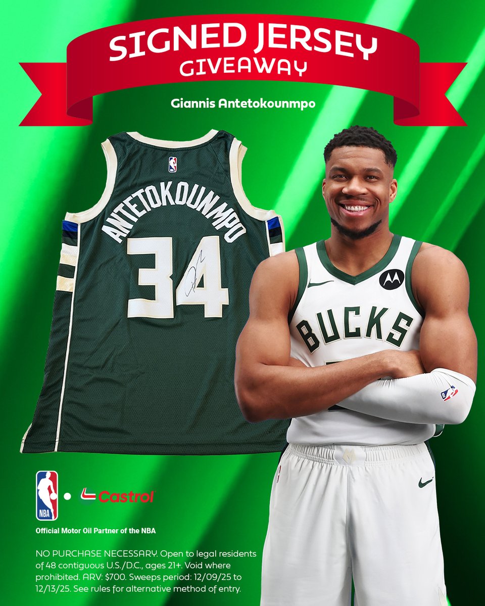 We’re celebrating the season with a signed @giannis_an34 jersey for one lucky <a href="/CastrolUSA/">CastrolUSA</a> follower.

Entry is simple:
1. Follow <a href="/CastrolUSA/">CastrolUSA</a> on social
2. Like this post and comment the city/town you’ll be in for the holiday.

Best of luck! And stay tuned throughout the year for