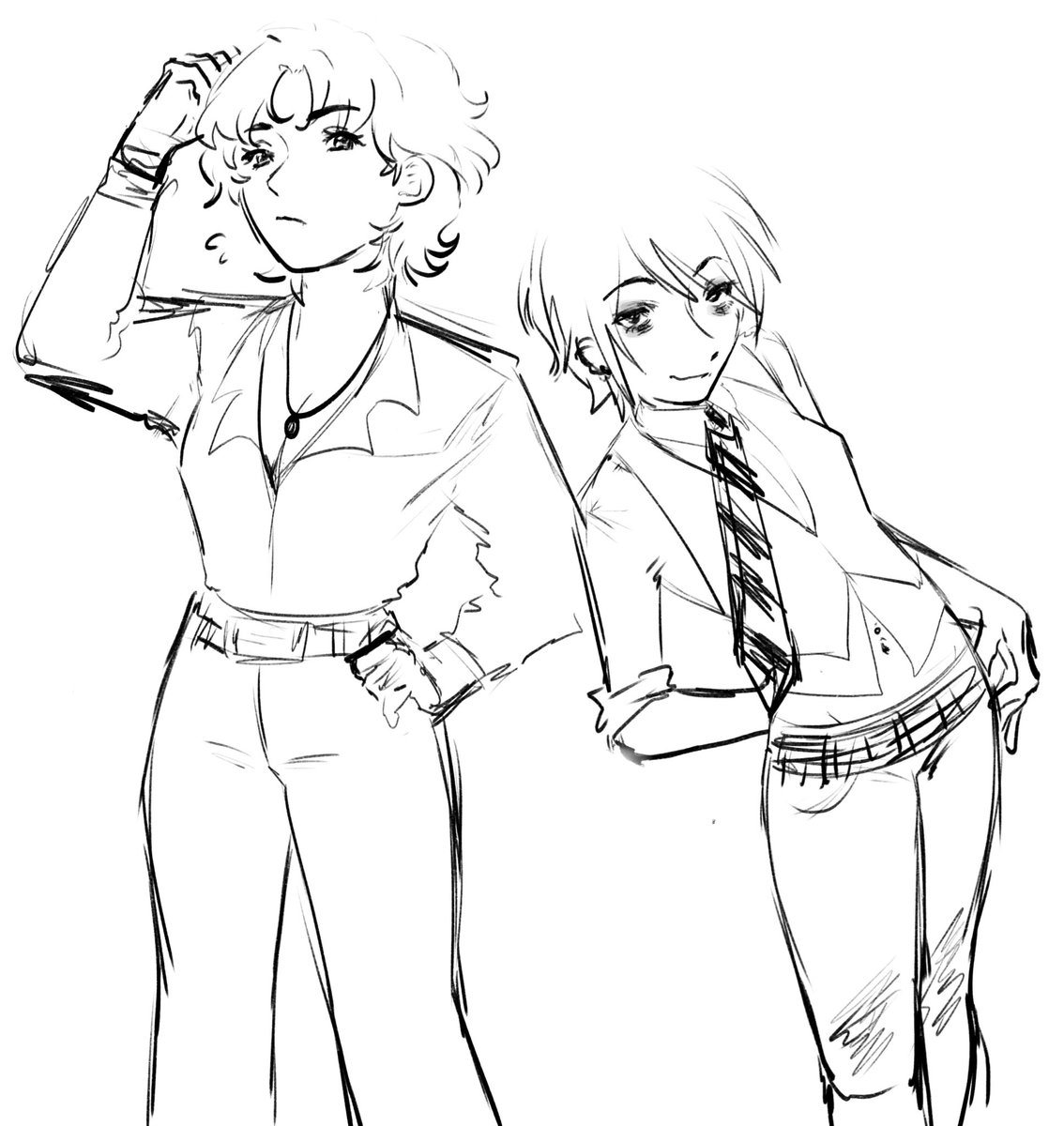 sleepnete's tweet photo. Butch and futch love interests from something that lays dormant in the back of my head https://t.co/YcyE5dakT8