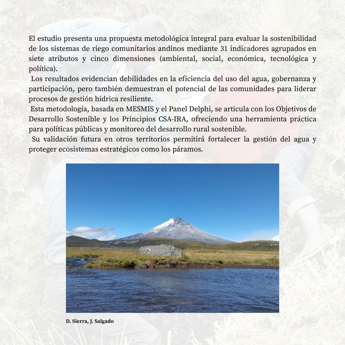 🌿 “Gestión comunitaria y sostenibilidad en sistemas de riego andinos”
🔹 31 indicadores para evaluar la sostenibilidad del agua
🔹 Enfoque MESMIS + Delphi
🔹 Vinculación con 10 ODS y 7 CSA-IRA
📄 DOI doi.org/10.17163/lgr.n…
#Sustainability #Andes #Agriculture #ODS #LaGranjaUPS