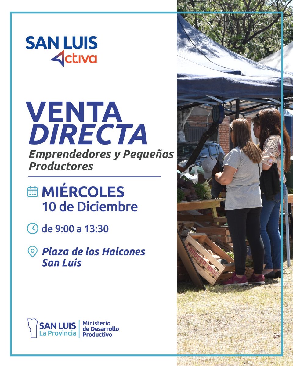 💯 La ‘Venta Directa’ semanal será este miércoles 10 de diciembre en la Plaza de los Halcones, de 9:00 a 13.30 hs. los vecinos podrán acceder a productos frescos y artesanales de productores locales y emprendedores de la zona.

🙌🏻 Los esperamos.