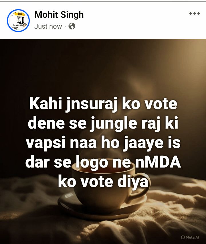aazadmohit's tweet photo. Jansuraj 
@jansuraajonline @narendramodi @AmitShah @NitishKumar @prasantkishore @BJP4India @BJPBI 
#nda_कहे_आभार_बिहार 
#biharelection2025 #BiharPolitics #biharassemblyelections #biharelectionresult #biharassembly #tejasneversleeps #nitishkumarreddy https://t.co/MDujKNRanS