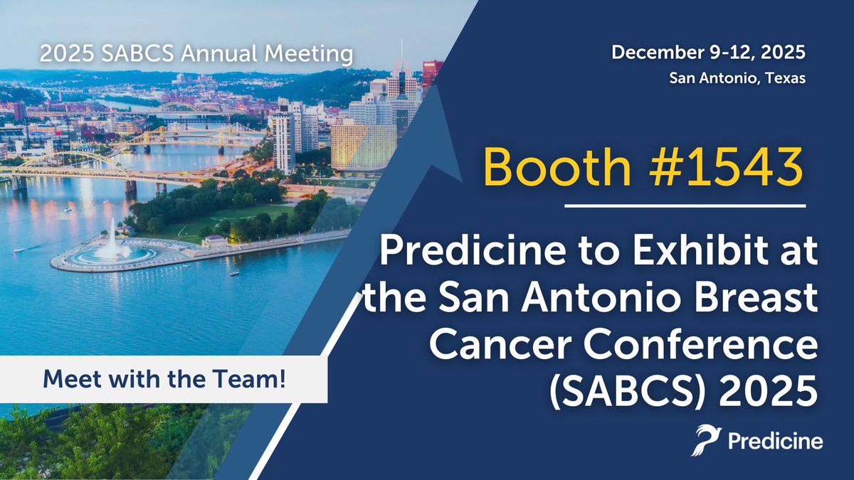 predicine's tweet photo. Join Predicine (booth #1543) at SABCS 2025 in San Antonio, Texas, from December 9–12!  
  
📅 Schedule a meeting:  
https://t.co/Wy7VhSgPXb https://t.co/f91E7DuKfB