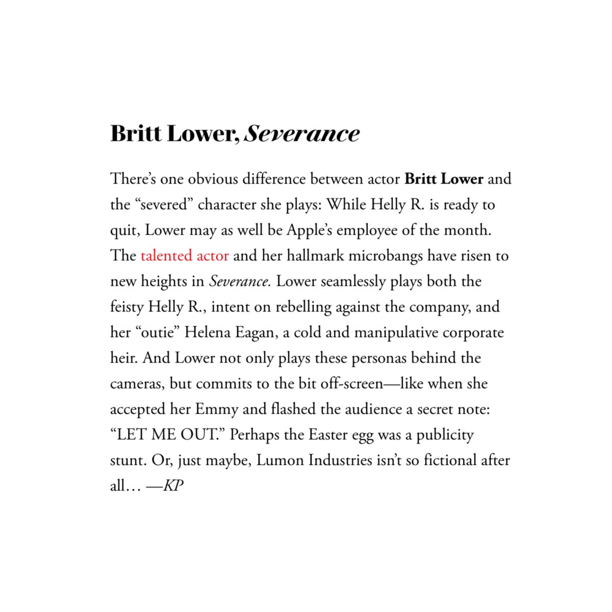 📰 britt lower was named one of the best performances of 2025 in a new article by @vanityfair!
