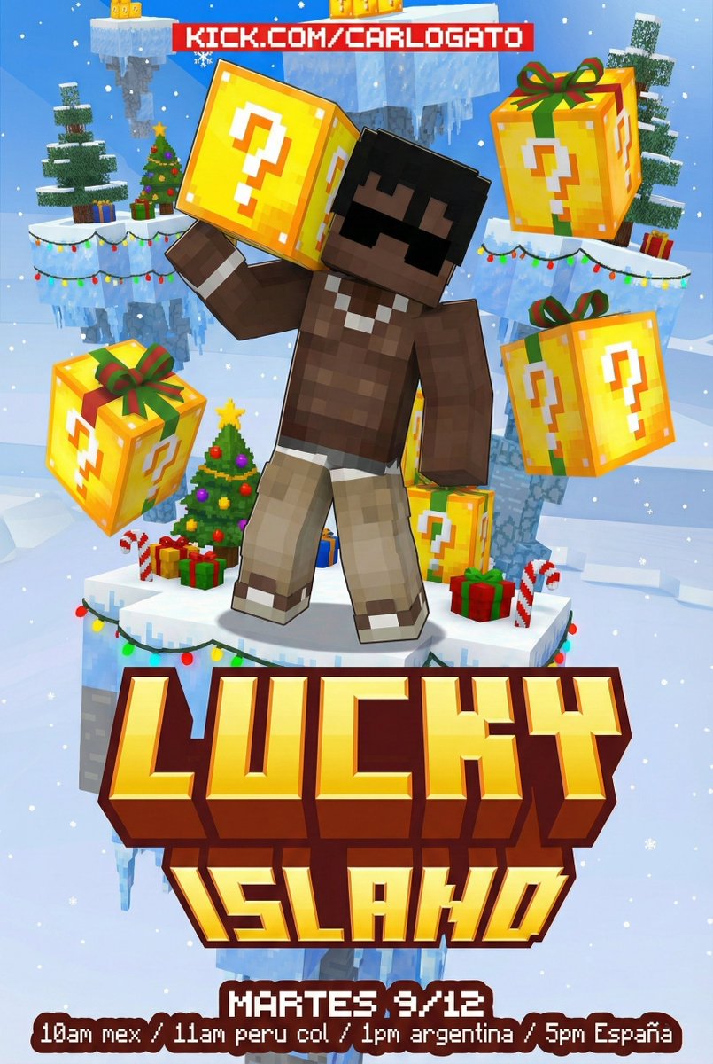 Hoy nos vemos temprano para el evento de
<a href="/WillyrexYT/">Willyrex</a> de Lucky Islands!  

400 jugadores, 1 solo ganador  

Hoy a las 10am🇲🇽 | 11am🇨🇴 | 1pm🇦🇷 | 5pm🇪🇸

Nos vemos por mi canal de kick.com/CarloGato