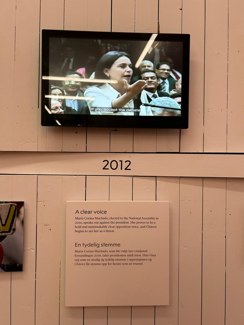 La exhibición en Oslo del Premio Nobel de la Paz, María Corina Machado: