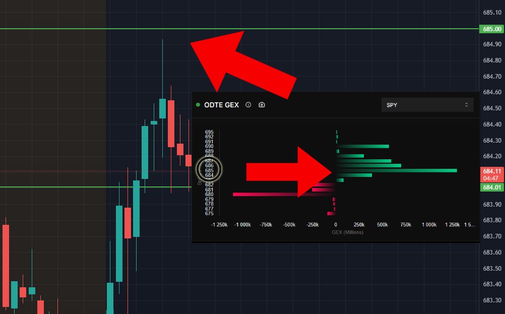 Largest positive gex at $685 and we smacked hard off of it! $SPY