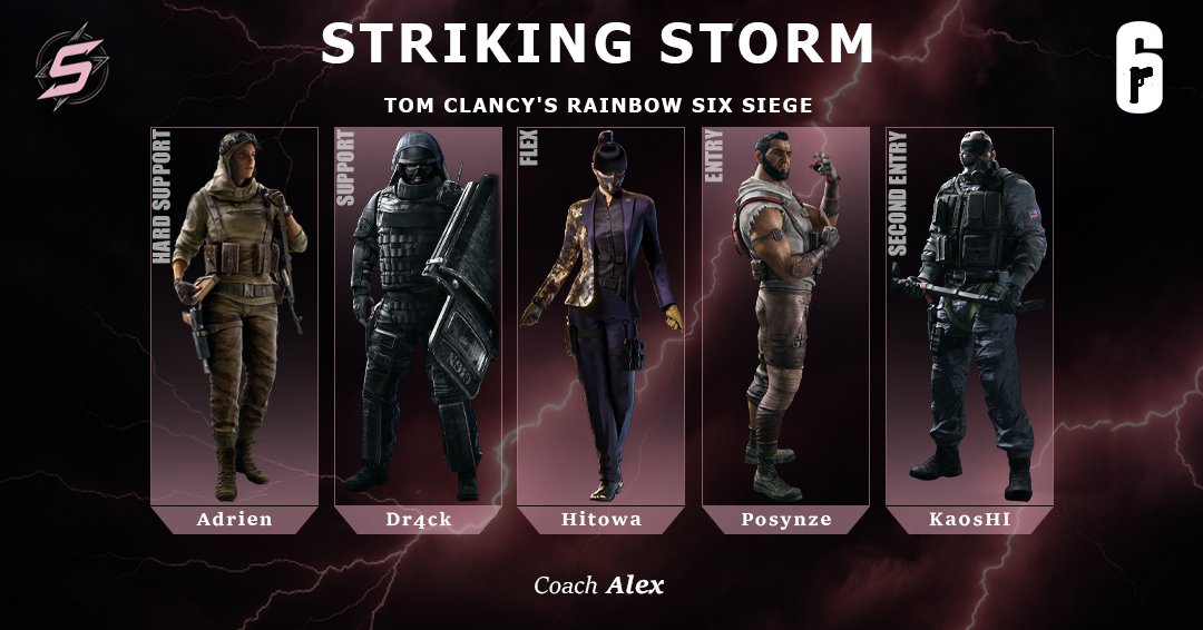 We are honored to announce the arrival of a new player in our Tom Clancy’s Rainbow Six Siege line-up.

The current team composition is as follows:

<a href="/adrienR6S/">adrien Bardou</a> 
<a href="/Dreck_STS/">DreckTV</a> 
<a href="/HiKa0s/">Ka0sHI</a> 
<a href="/Posynze/">PoSynZe</a> 
<a href="/hito_r6/">Hitowa.</a> 

We wish him all the best within the organization.