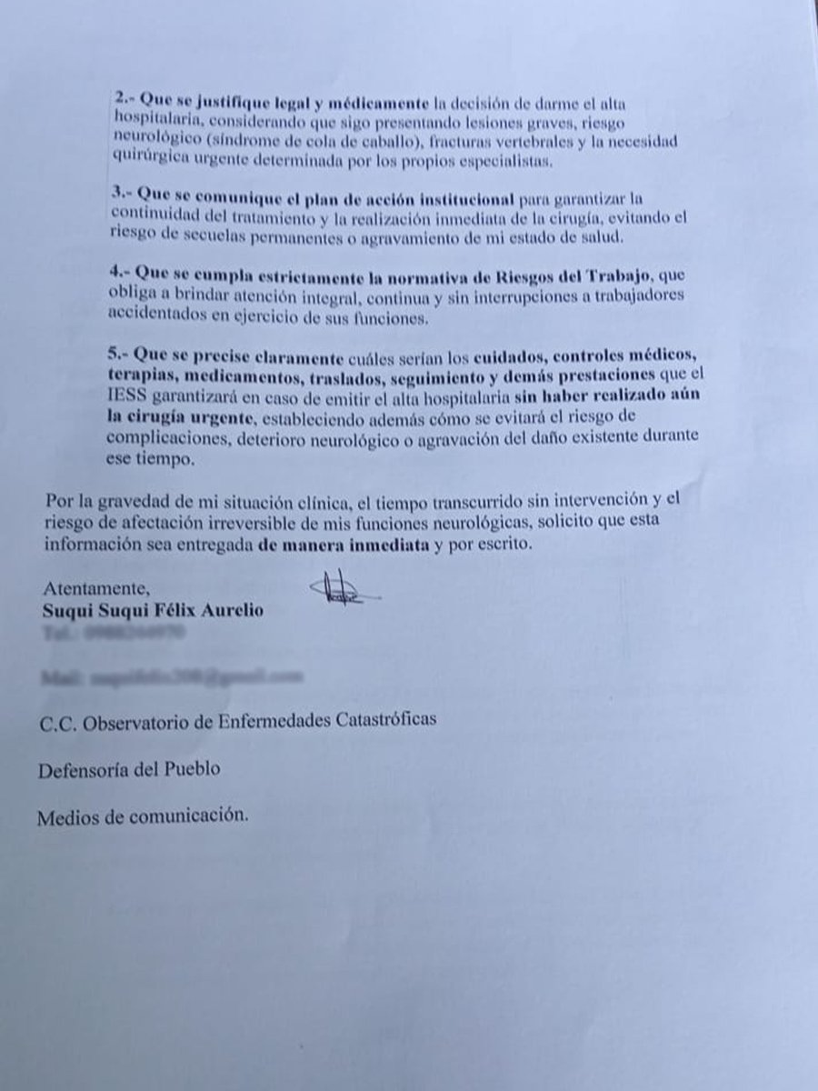 FUPECECU's tweet photo. El IESS quiere enviar a casa a un joven sin la cirugía que necesita porque no hay insumos.
En el Hospital José Carrasco Arteaga, un trabajador con fracturas vertebrales, trauma medular y riesgo neurológico grave lleva casi 3 semanas esperando.
#JusticiaParaSuqui
#IESSResponda https://t.co/B0qBYrK8PF