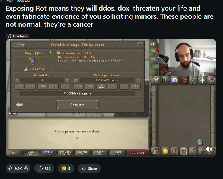 @jagex <a href="/Jagex/">Jagex</a>Support <a href="/Odablock/">Odablock</a>

The same group potentially used the same 'swatting' stunt against Odablock and others recently. This is not the first time.

Alongside these fabricated allegations. I have compiled documents of mass doxxing after threats made by the same group.