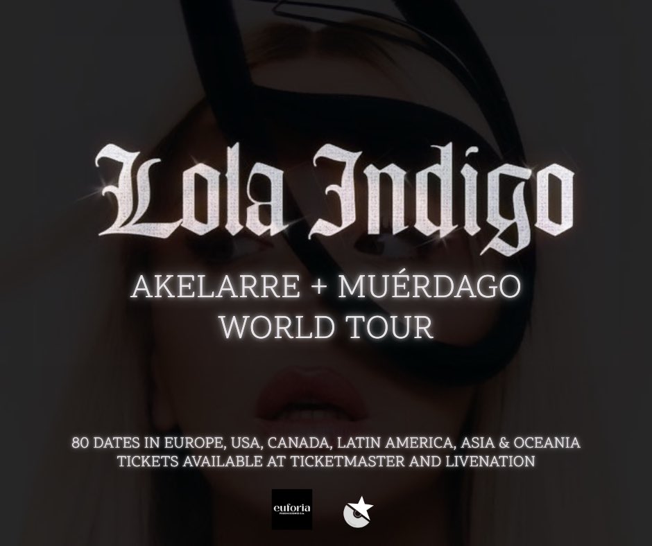alexislolabstar's tweet photo. 🚨 WORLD TOUR ANNOUNCEMENT

Lola Indigo announces a world tour to present her album Akelarre and her EP Muérdago.

Tickets available now.
#BeStar @bestargame https://t.co/uezlmAzaWB
