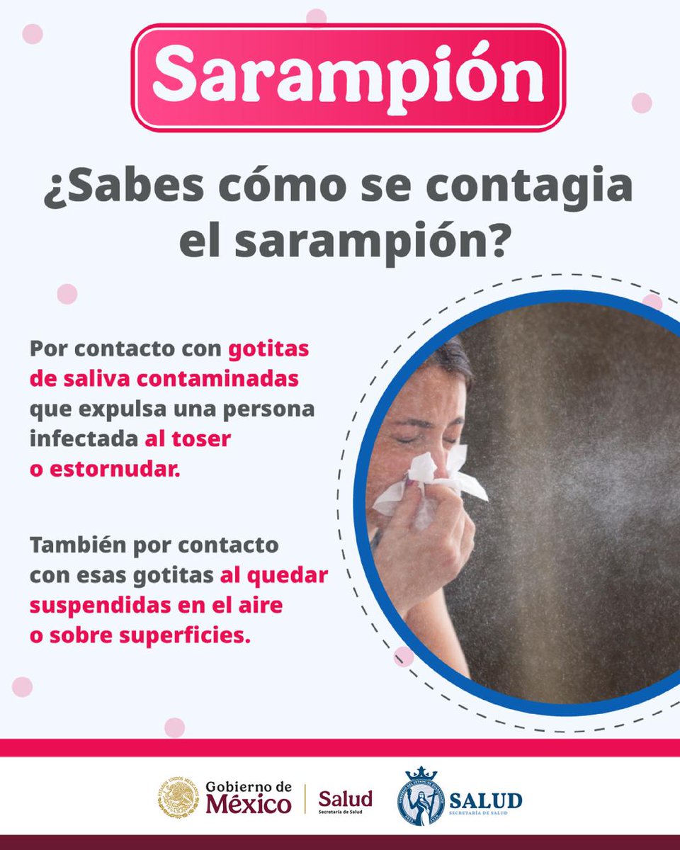 JSII_SMA's tweet image. El sarampión no es una enfermedad leve ❌: comienza con fiebre alta 🤒, tos 🤧, secreción nasal y erupciones en la piel 🔴. La mejor defensa es la prevención 🛡️. 
 ¡Vacunarse protege tu vida y la de quienes te rodean! 💉 #JSII #Vacunate @saludgobgente