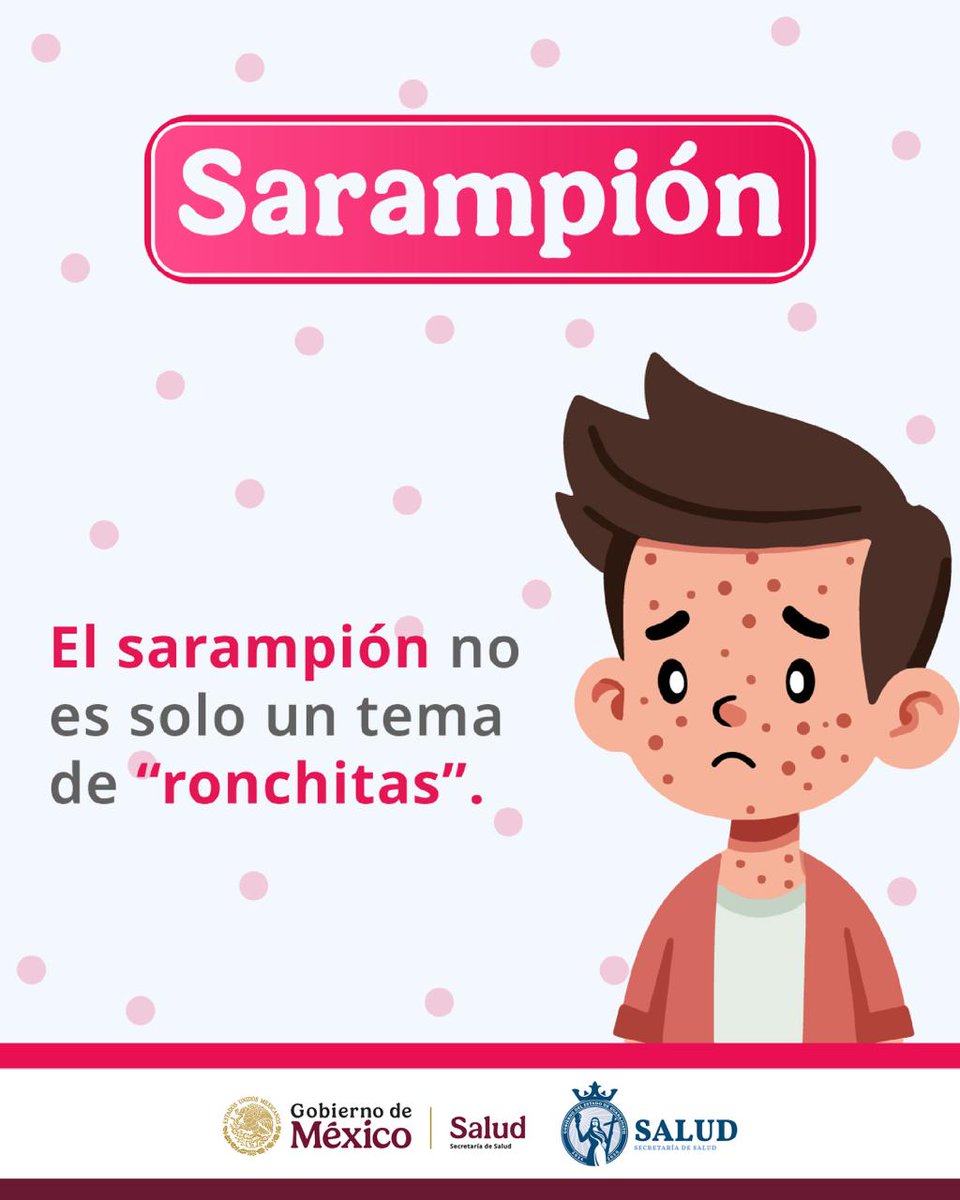 JSII_SMA's tweet image. El sarampión no es una enfermedad leve ❌: comienza con fiebre alta 🤒, tos 🤧, secreción nasal y erupciones en la piel 🔴. La mejor defensa es la prevención 🛡️. 
 ¡Vacunarse protege tu vida y la de quienes te rodean! 💉 #JSII #Vacunate @saludgobgente