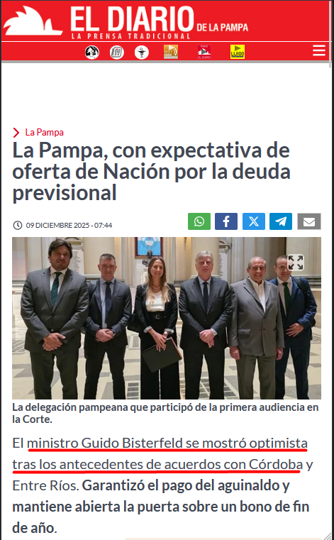 Deuda previsional de Nación con La Pampa.

Como empezó / Como sigue