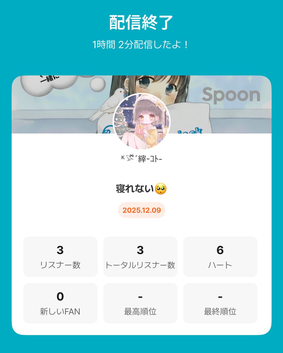 来てくれた子ありがとう😊
寝てくれた子達可愛すぎるぅぅ
momoちゃん最後まで話し相手になってくれてありがとう😊

ことも寝ます😴
Oo｡(｡ρω-｡)おやすみ★