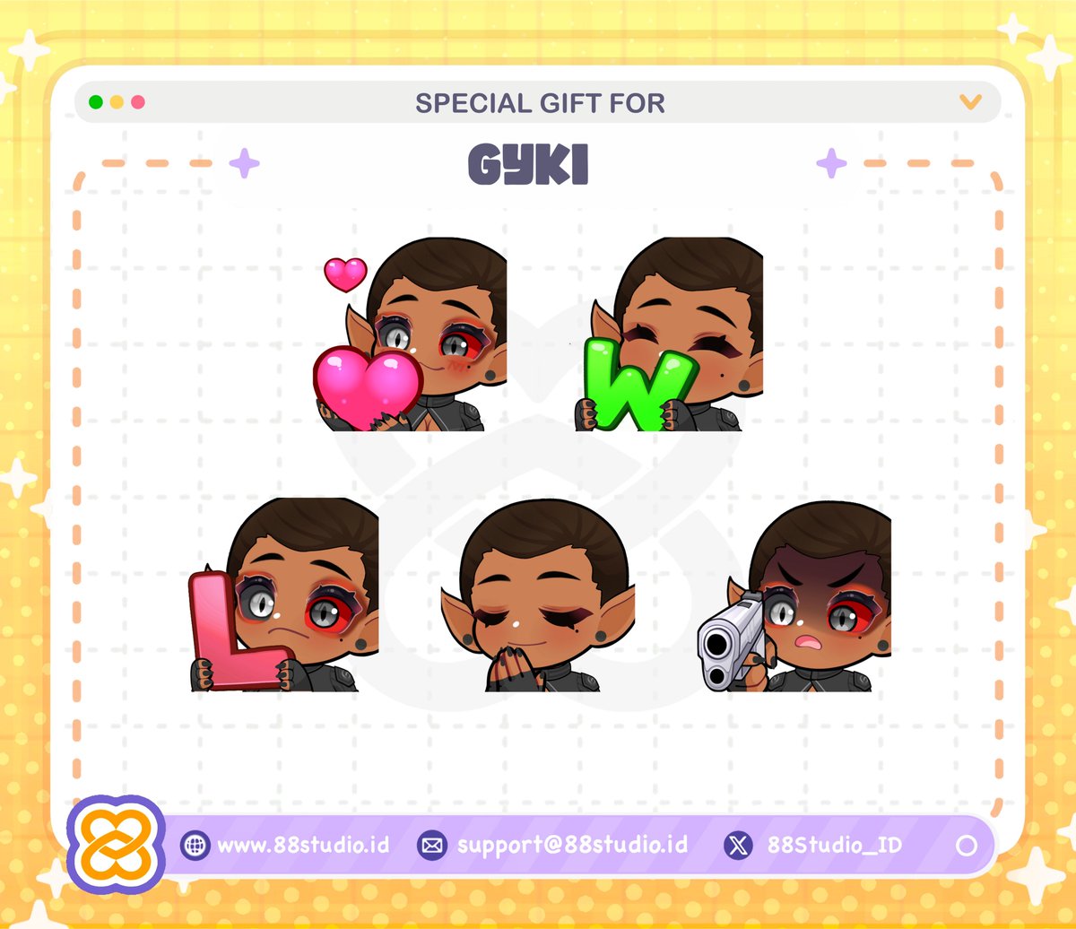 New emotes thanks to <a href="/88Studio_ID/">88 Studio</a> !
I'm so happy to have these! So cute!
#TwitchEmotes #Vtuber #EnVtuber