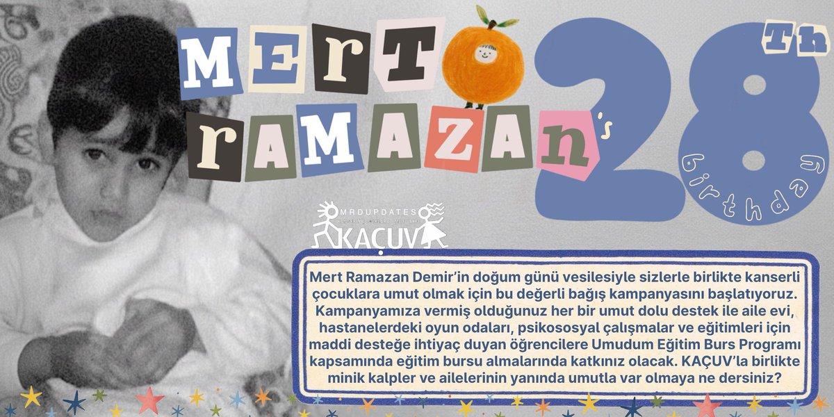 mrdupdates's tweet image. 🎠 | #MertRamazanDemir’in doğum gününü kutlamak amacıyla daha çok çocuğa umut olmak için sizlerle birlikte Kanserli Çocuklara Umut Vakfı’na destek olmak istiyoruz. 🫰🏻

Maddi ve manevi tüm destekleriniz için şimdiden çok teşekkür ederiz! 💙

Bağış linki: bagis.kacuv.org/kampanya/mert-…