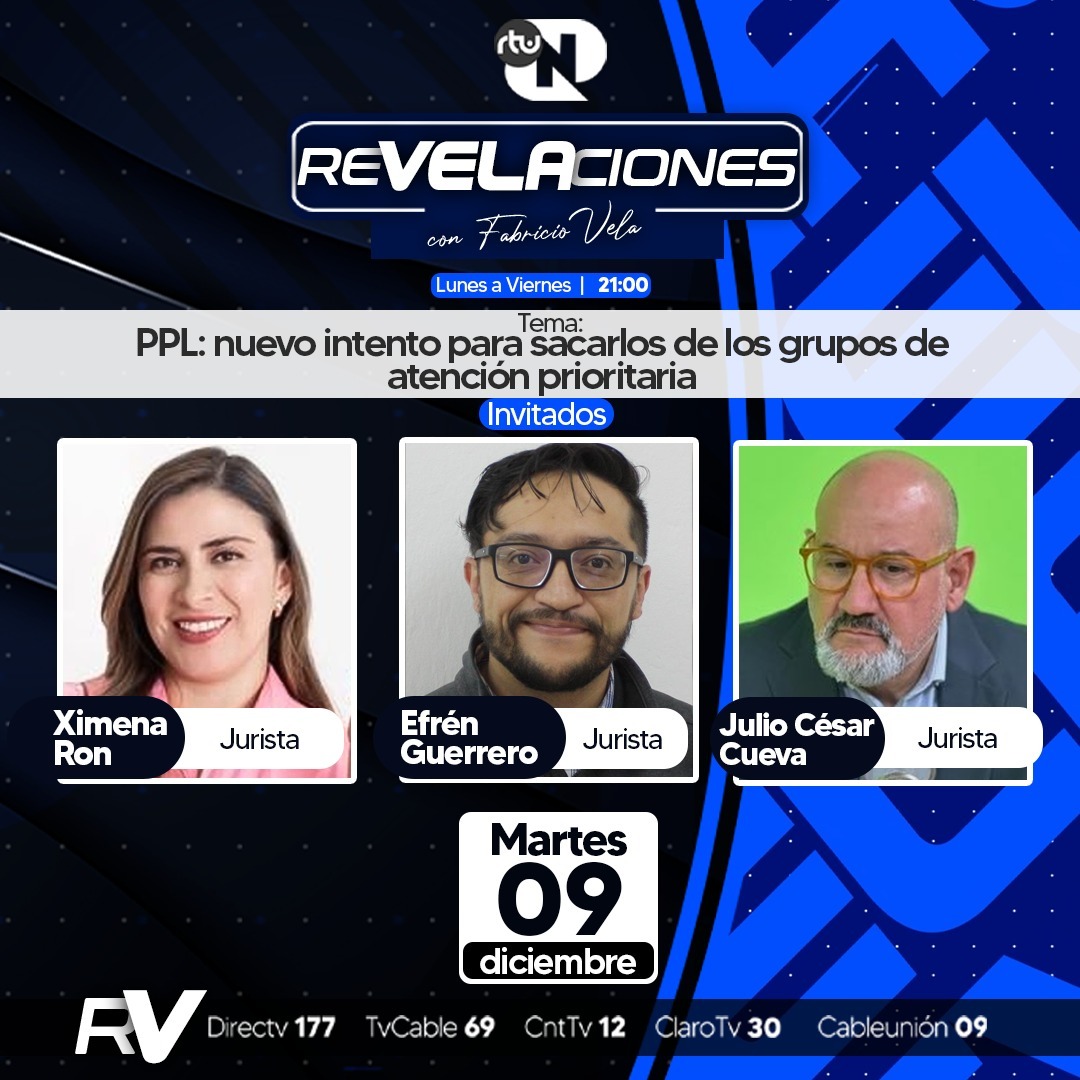 Este martes en ReVELAciones 
Con @fabricio_vela 
Hablaremos acerca del nuevo intento de sacar del grupo de atención prioritaria a PPL con Ximena Ron, Efrén guerrero y Julio César Cueva.