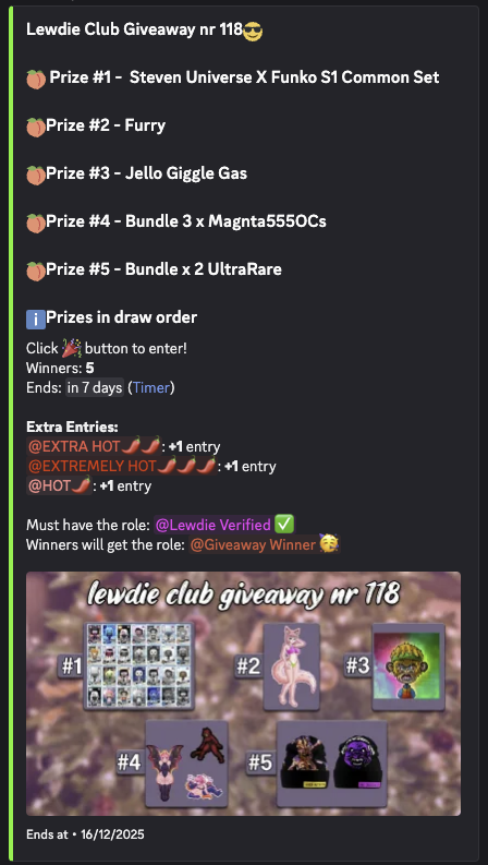 #LewdieClub members we got a new giveaway for you 💖