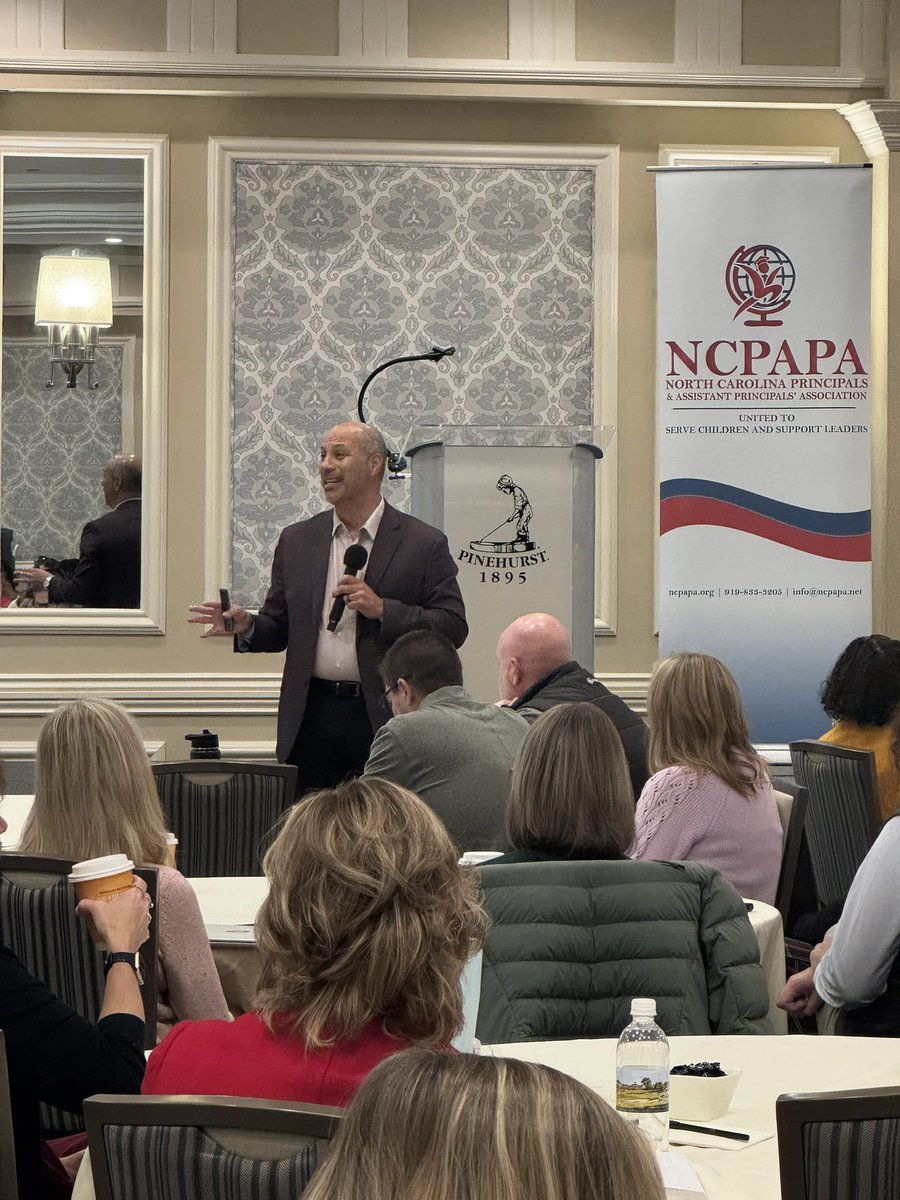 NCPrincipals's tweet photo. Day 1 in Pinehurst! The NCPAPA Fall Instructional Symposium is off to a powerful start with @casas_jimmy reminding us what people-centered leadership looks like. Here’s to elevating our NC schools! #fis2025 https://t.co/ubWqUsN9ow