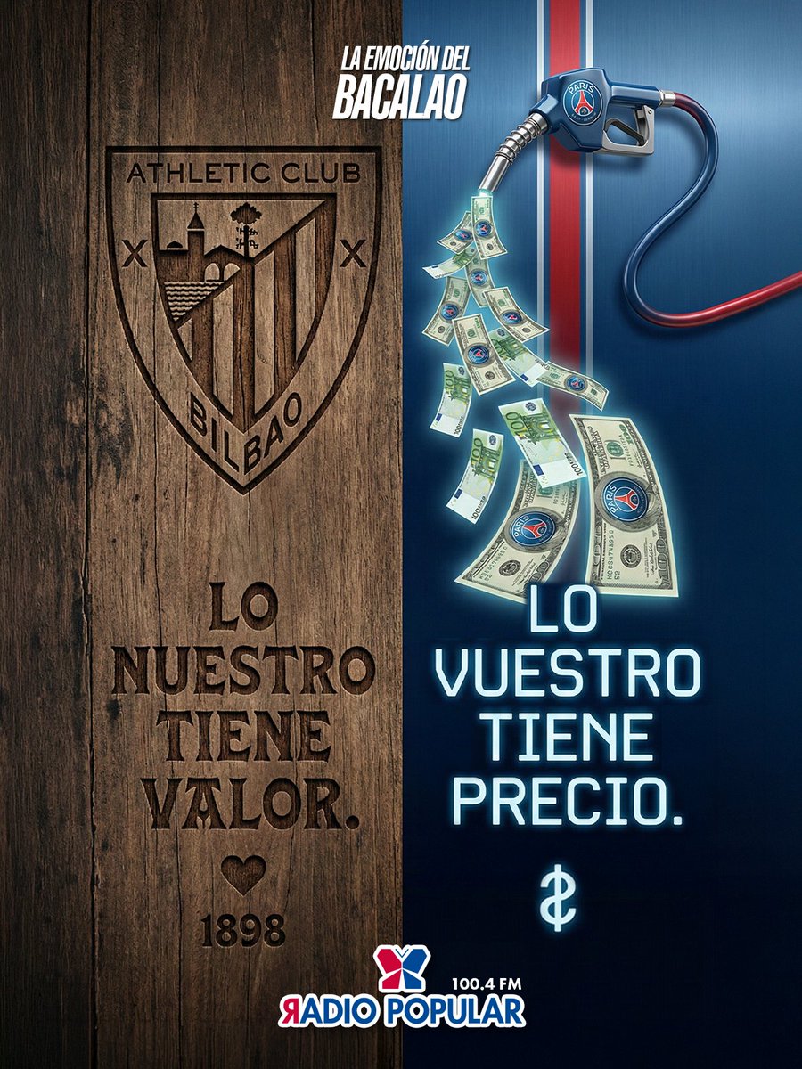 🔥 La realidad

⏰21:00

<a href="/AthleticClub/">Athletic Club</a> 🆚 <a href="/PSG_inside/">Paris Saint-Germain</a>

🗣️ Te lo contamos en La Emoción del Bacalao

🎙️<a href="/RJ_Bacalao/">Raúl Jiménez</a>
🎚️ Mendi
⚽️ <a href="/asierelorriaga/">Asier Elorriaga</a>
💫 <a href="/dguerreirom/">Dani Guerreiro</a>
📲 <a href="/oihaneirazu/">Oihane Irazu</a>
🐦 <a href="/SaratxagaEkaitz/">Ekaitz Saratxaga</a>

🦁 #AthleticPSG #AthleticClub #ChampionsLeague