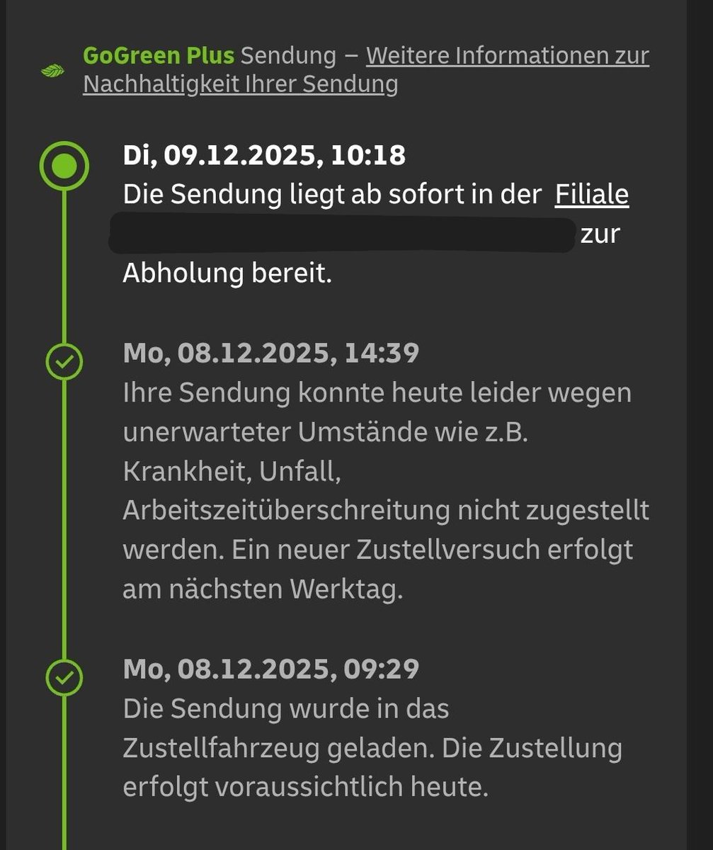 Moin <a href="/DHLPaket/">DHL Paket</a>. Schön, dass jetzt noch nicht mal mehr so getan wird, als gehöre ein Zustellversuch zum Service😠