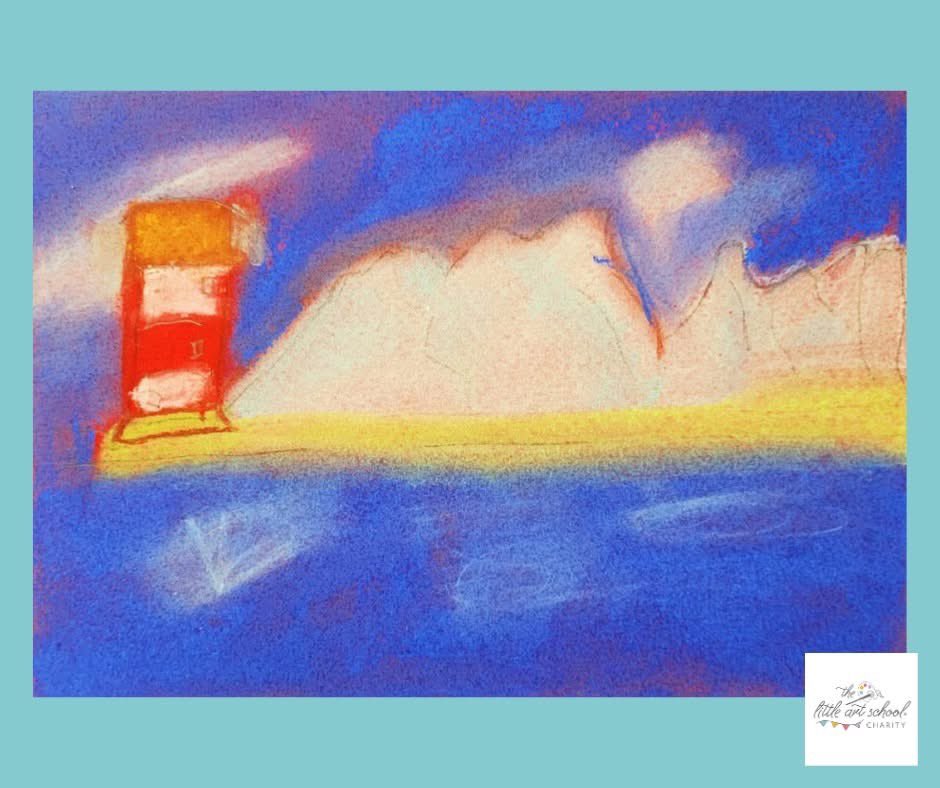 This wonderful painting of the Needles Lighthouse is by 10 year old Paige Hamilton. Paige has skilfully used pastels to create this vibrant painting of the lighthouse, making a beautiful sky by blending different colours. Lovely artwork Paige, well done!