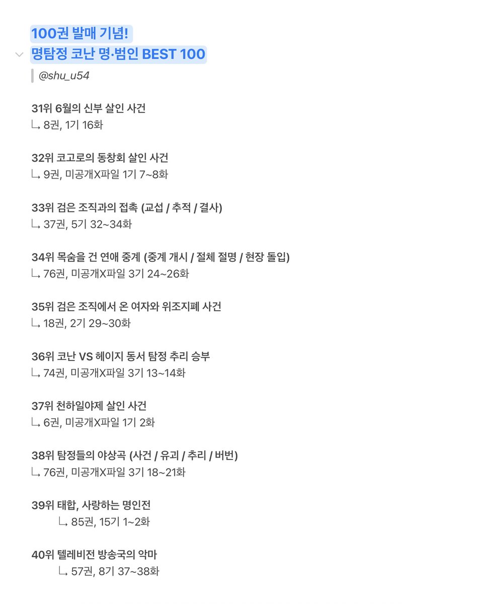 📌 명탐정 코난 명∙범인 BEST 1🕶️ 에피소드 모음

범인 스포 없이 보고 싶으신 분들은 이쪽으로⋯
애니 회차 정보는 티빙 자막 기준 🤓