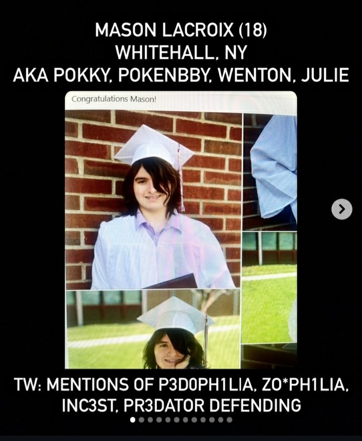 pokenbbyfiles's tweet photo. !!!! MASON LACROIX AKA POKENBBY/WENTON/@.3veeluv3 JUST VISITED A 14 YEAR OLD THIS MONTH, AND HAD RAPED SAID 14 YEAR OLD. !!!!

Read below vvv https://t.co/eIWwpnLrJQ