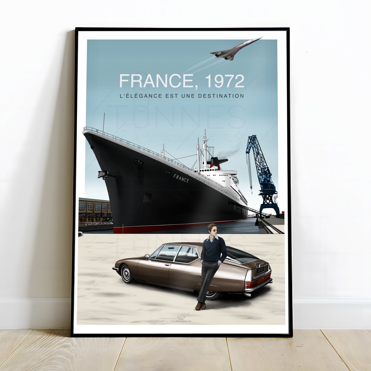 Dernier projet de l'année !

"France, 1972" 

La fin des trentes glorieuses approche... mais le Concorde vole déja, le paquebot "France" traverse toujours l'Atlantique et la Citroen SM incarne le savoir-faire automobile français...

Poster dispo ici :800tonnes.com/fr/35-paquebot…