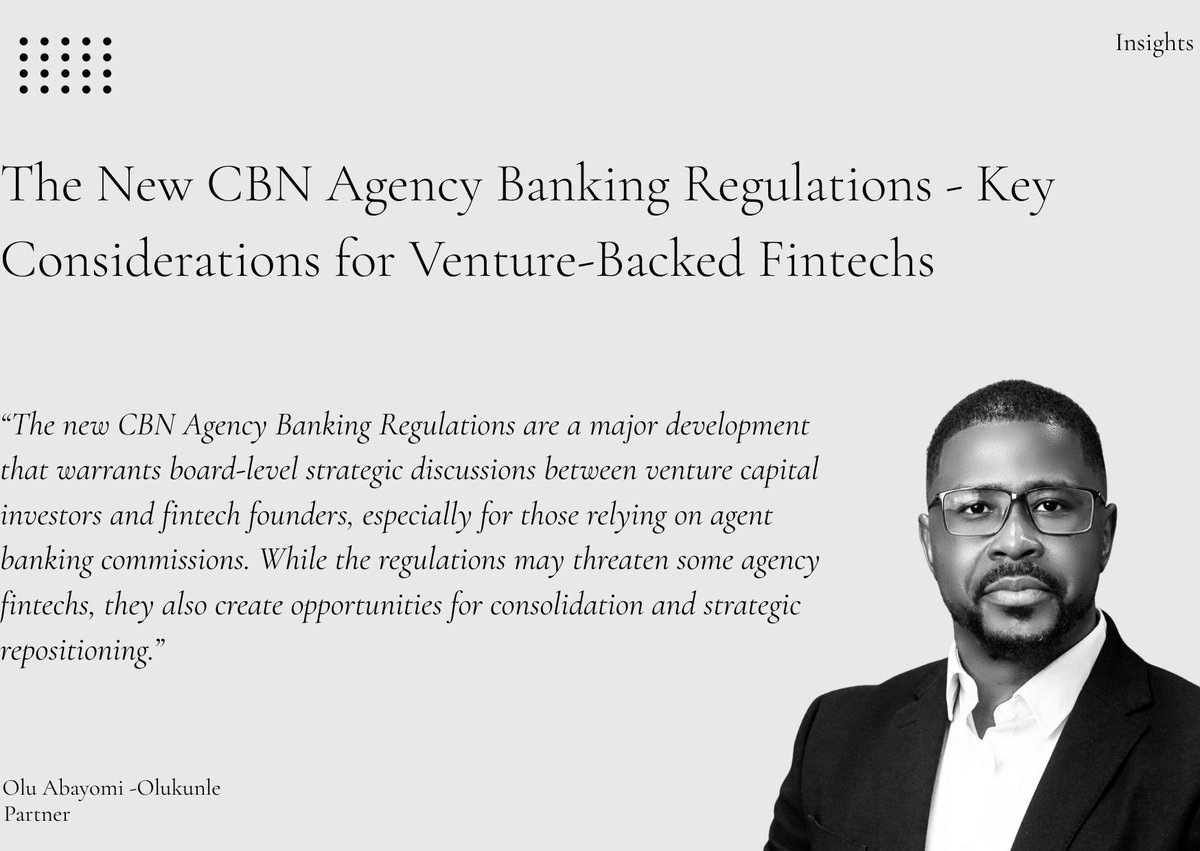 In clause 9.1.1, the new CBN Agency Banking Regulations provide that fintechs or banks acting as principals in agency banking relationships will be liable for all actions or omissions of agents, including unauthorised actions of agents in so far as they relate to agency banking