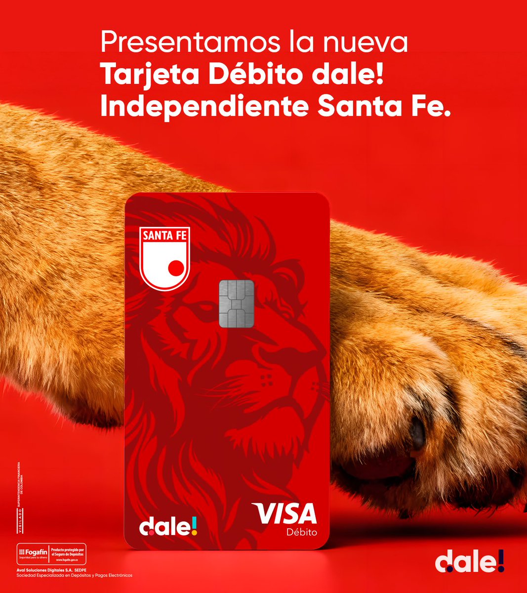 SantaFe's tweet image. Santa Fe se lleva en el corazón ❤️ y ahora también en tu tarjeta 💳

Activa tu nueva tarjeta débito del León 🦁 y disfruta de todos los beneficios 🛒

👉🏻 bit.ly/4a6hqFV

*Desde el 22-12-2025 puedes solicitar tu tarjeta @dale_com_co en físico, por ahora puedes activarla…