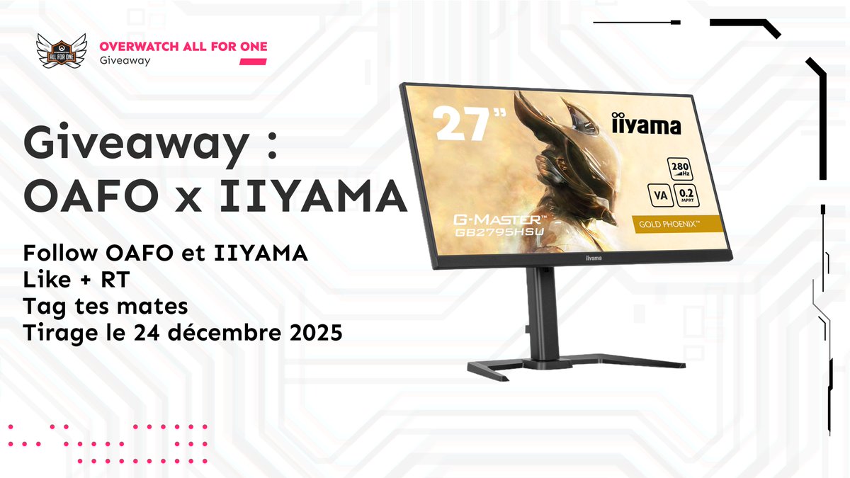 PlayAllForOneFR's tweet image. 🎉 GIVEAWAY !

Grâce à @iiyamagmaster, On vous fait gagner un écran pour finir l’année en beauté 😎.

Participation simple :
1️⃣ Follow @PlayAllForOneFR + @iiyamagmaster
2️⃣ Like + RT
3️⃣ Tag tes mates 
➡️ Tirage le 24 décembre pour Noël!

Bonne chance à tous 👀🔥

#Giveaway #Ecran…