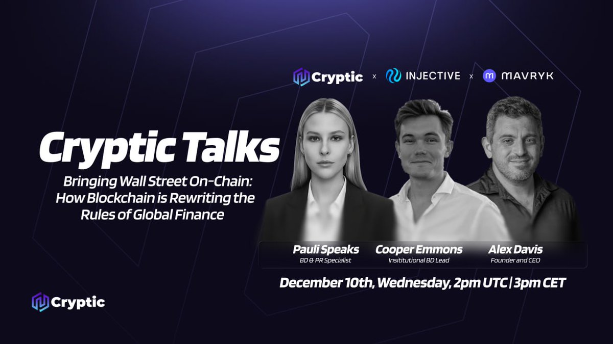 Tomorrow: hear from @cooper_emmons on how Injective is bringing Wall Street  onchain. From the vast array of tokenized assets like stocks to the premier  orderbook DEX, @HelixMarkets, with $73+ billion in trading