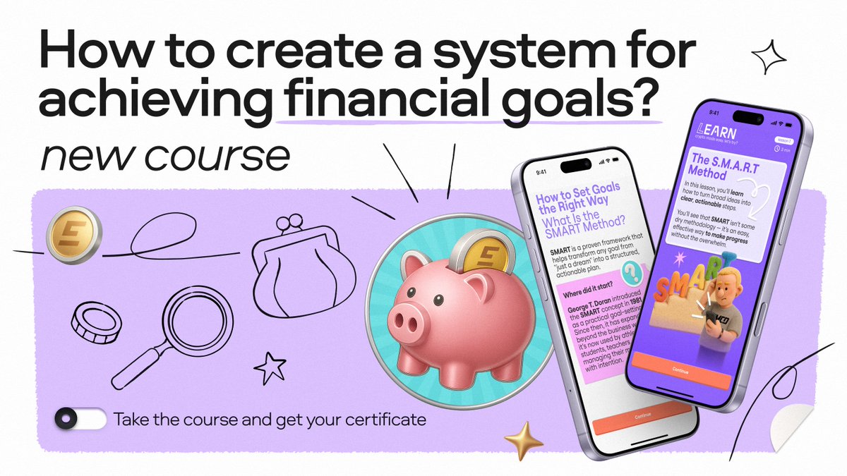 OpenAcademyAI's tweet image. How to Design a System for Achieving Your Financial Goals with @emcd_academy

🗓 Complete the course and claim: 

— Skills in SMART &amp;amp; OKR goal setting; 
— Your personal financial strategy; 
— A guaranteed Certificate from EMCD &amp;amp; Open Academy.

💡 PRO TIP: The Certificate is a…