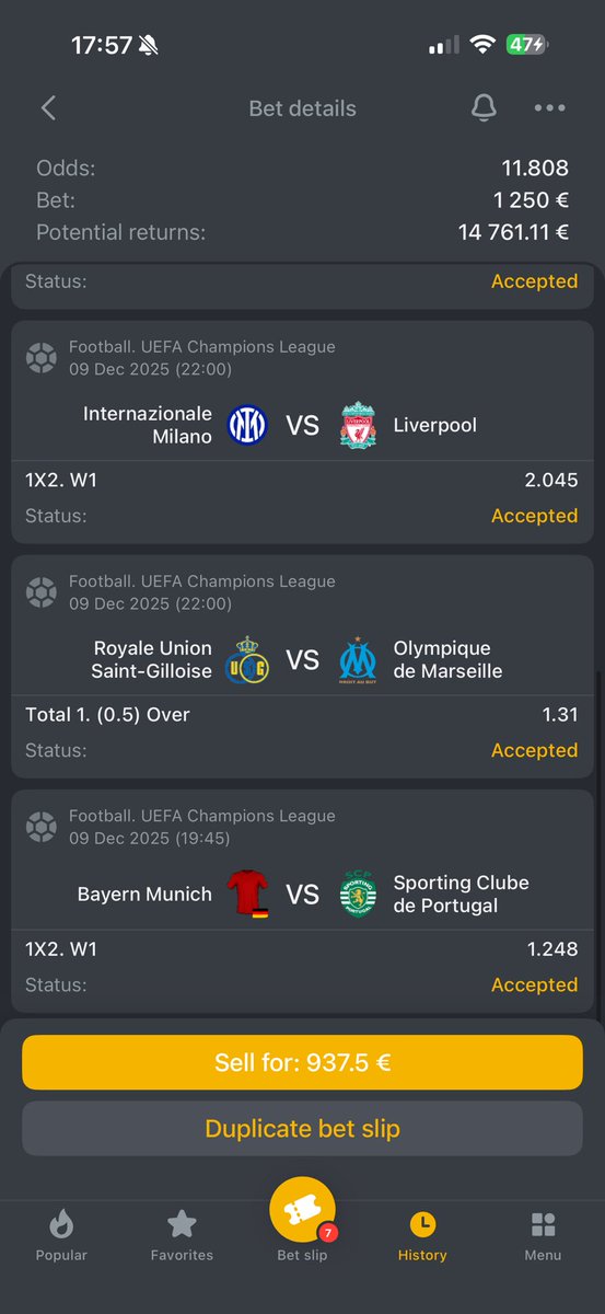 ricamax's tweet photo. UCL PARLAY TICKET!🔒

If Ticket WIN gonna giveaway 50$ to 2 winners🕺

🎁How to participate? - RT + Follow https://t.co/cPyG1XMmdb