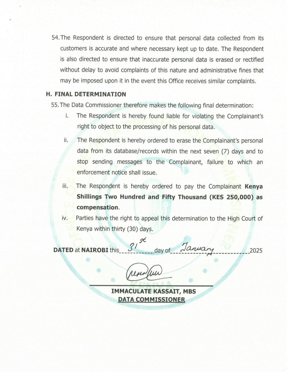 DT Sacco has been ordered to pay Ksh 250,000 to Bosco Otieno for sending him  messages yet he wasn't even a member.

The SACCO claimed to have investigated the matter, identified the source of the problem, and resolved the issue by removing the Complainant's mobile number from