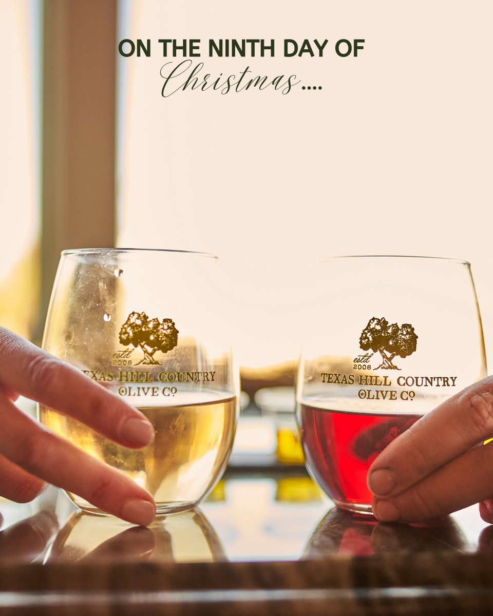 🎁 Day 9 🎁 Sip, sip, hooray! 🍷 Spend $100+ and we’ll toast you with a Texas Hill Country Olive Co. Wine Glass. (first 200 people)

What’s your holiday go-to: red, white, or sparkling? 🥂  swipe 👉  for a cheers from our team to yours 🥂