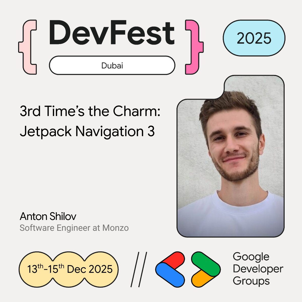 Android devs, level up! 🚀 Anton Shilov (<a href="/antonshilov_/">Anton Shilov</a>) presents "3rd Time’s the Charm: Jetpack Navigation 3" at #DevFestDubai. Learn Nav 3 APIs, Compose transitions &amp; migration tips!
Register now: gdg.community.dev/events/details…
#DevFest #AndroidDev