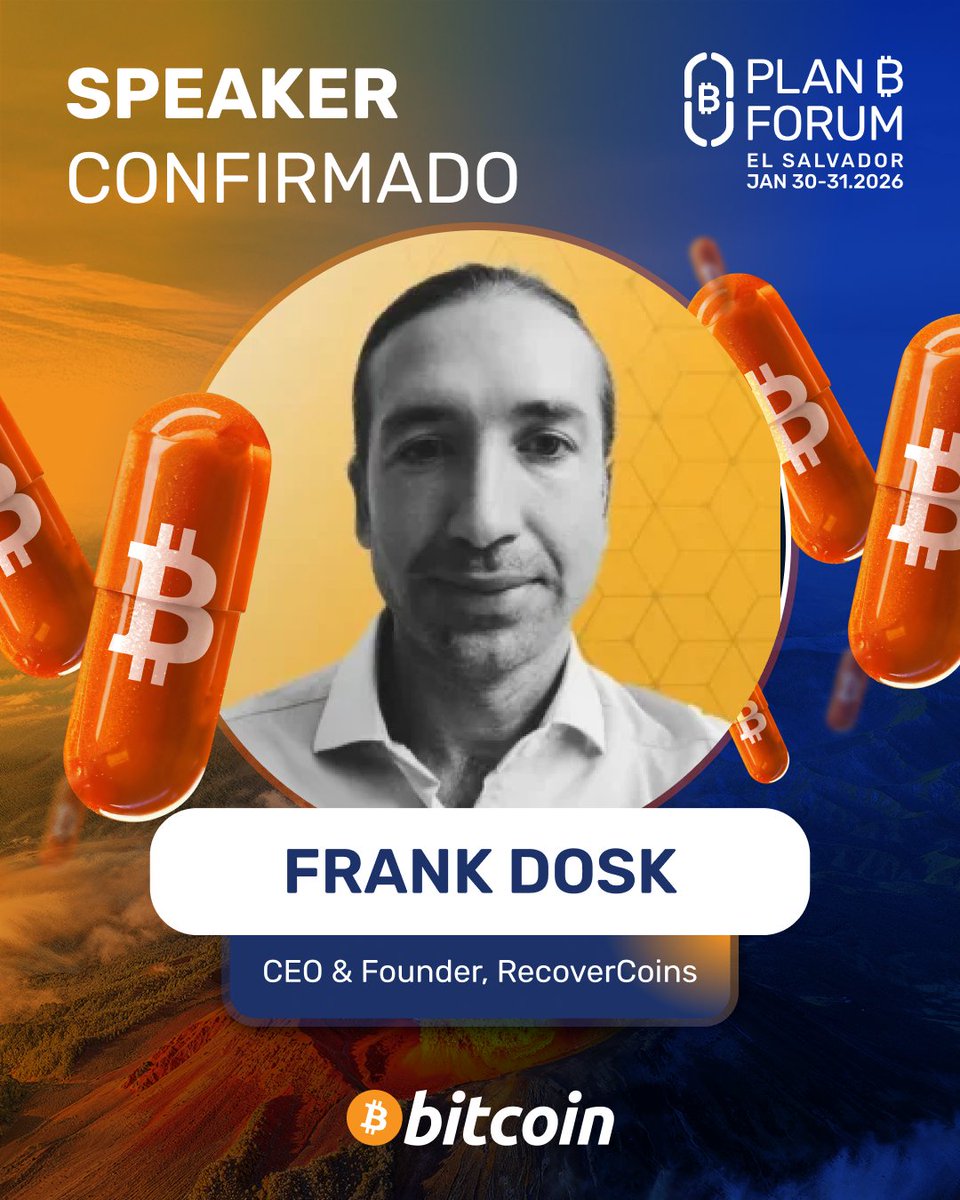 PlanBElsalvador's tweet photo. 🚨 Nuevo Ponente en El Salvador #PlanBForum 📣
@frankdosk se une a Plan ₿ Forum El Salvador.
Fundador de RecoverCoins. Rescatando Bitcoin perdido como un arqueólogo digital con mejores herramientas.
🎟️ ¡Consigue tus entradas! https://t.co/rP0poa8iFi
