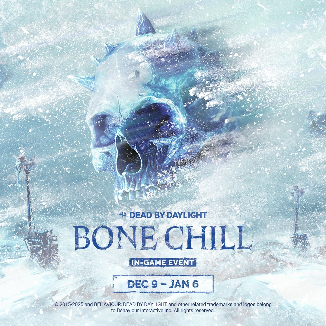 DeadbyDaylight's tweet image. Dead by Daylight’s Bone Chill Event is back, offering another seasonal dose of ice-cold terror to experience. This year’s iteration features the return of the beloved Snowmen, more Snowskulls to fling, and holiday rewards to unlock.