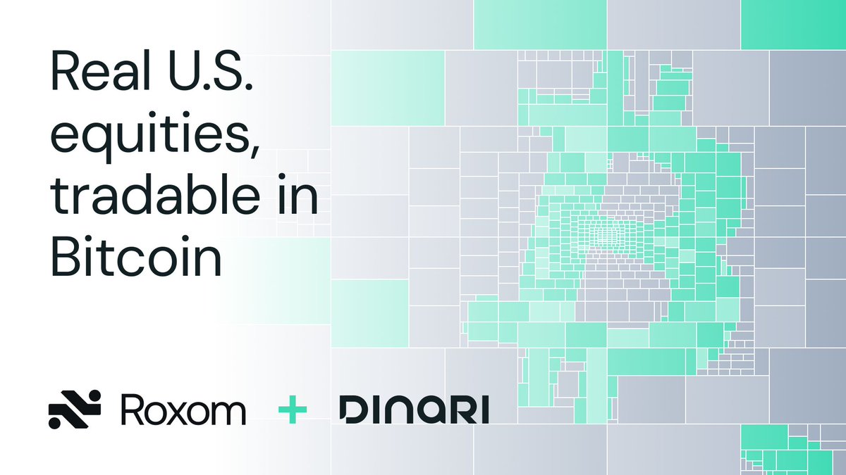 For the first time, real U.S. equities can be bought directly in Bitcoin.

Dinari is partnering with <a href="/roxom/">Roxom</a> to bring regulated, fully-backed tokenized U.S. equities onchain to Bitcoin-native financial markets.