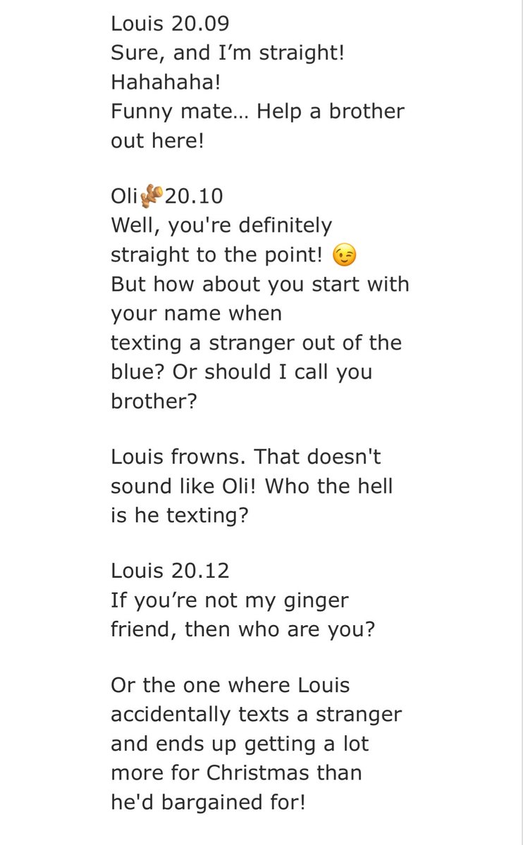 LoveLaughLarry1's tweet image. OUT NOW!

Twelve days to Christmas🎄 

For the @1dholidayff 

37K | E
Famous/Non-famous

What happens when a famous popstar accidentally texts a stranger and they bond over watching Christmas movies together? 

archiveofourown.org/works/74536276…
