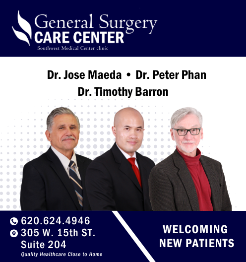 SWMCMedCenter's tweet photo. Our General Surgery Care Center is here for you and your family, providing skilled care close to home. Meet our trusted surgeons: Dr. Jose Maeda, Dr. Peter Phan, and Dr. Timothy Barron.

📍 305 W. 15th St., Suite 204
📞 620.624.4946 https://t.co/wA76KjzvVY