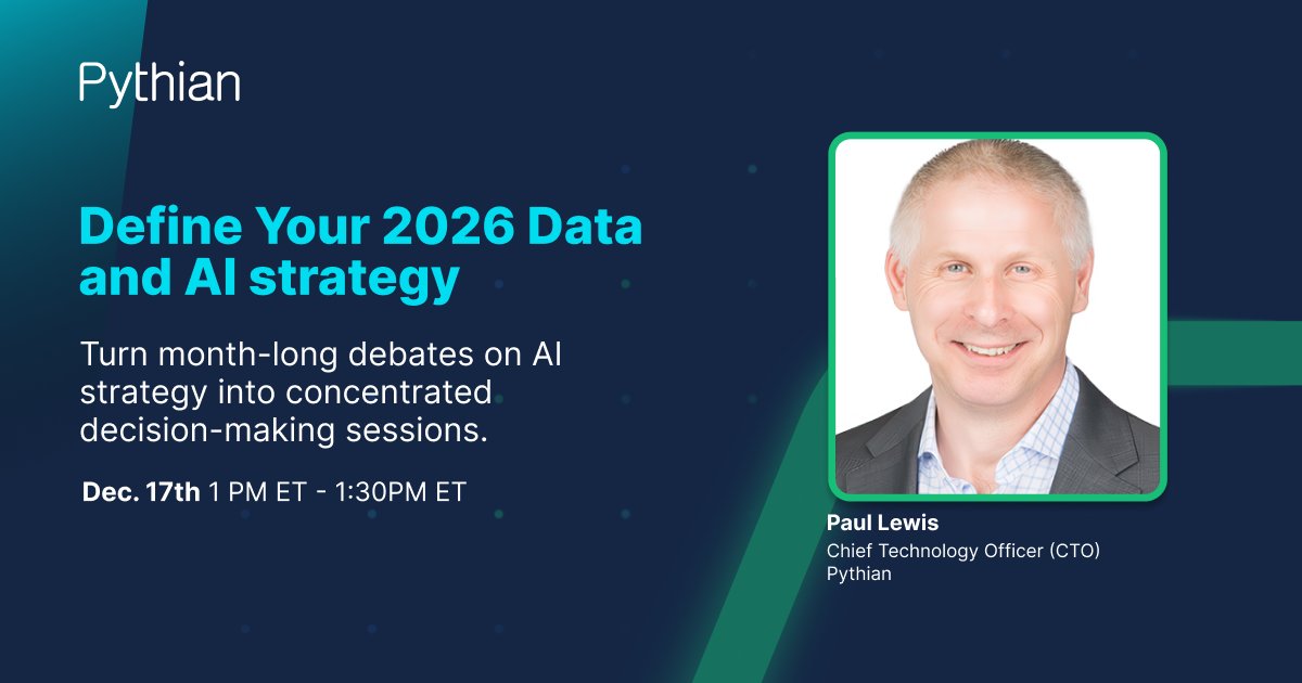 Pythian's tweet image. The challenge in 2026 will not be buying #AI tools. It will be using them to make money.

We see companies spending millions for very little return.

@PauLewisCTO, explains how to fix your strategy in under 30 minutes: hubs.ly/Q03Wsd4J0

#AI #Pythian #CTO #AIStrategy