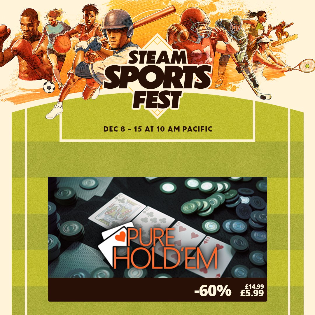 RipstoneGames's tweet image. Four Ripstone titles are discounted in #SteamSportsFest until 15th December! 

Get big discounts on Poker Club, Pure Hold’em, Pure Pool (2014) &amp;amp; Snooker 19 - ideal stocking fillers! 😉 🎄 

Find them here: loom.ly/5SftF60

#IndieGames #SportsGames #PokerGames