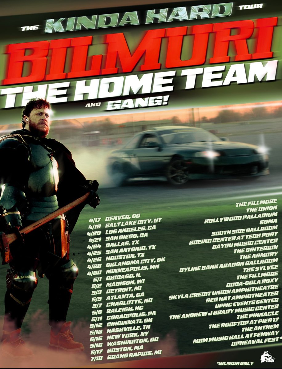 SOTSPodcast's tweet image. Bilmuri have announced The Kinda Hard Tour with support from The Home Team and Gang!